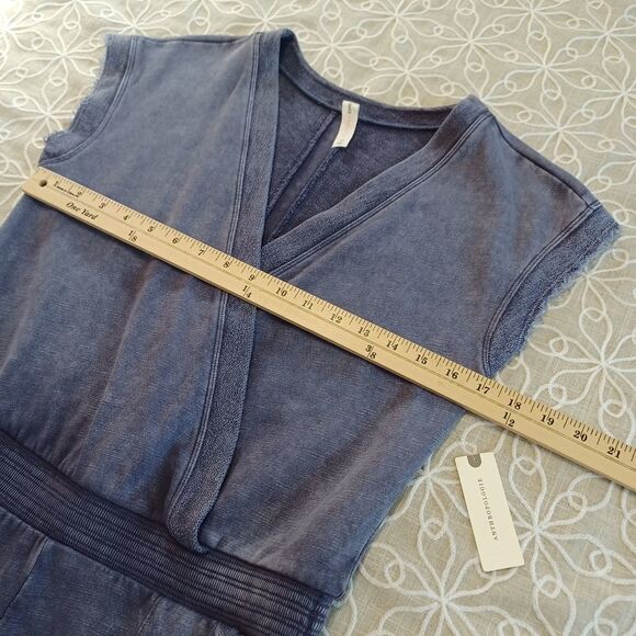 Anthropologie Daily Practice Romper Shorts 100% Cotton Faux Wrap Top. NWT - Picture 13 of 15